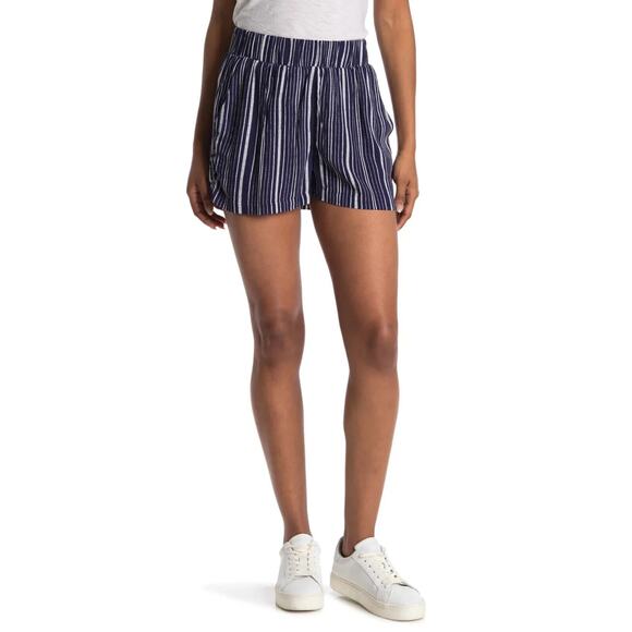 ABOUND NEW $20 Easy Pull-On Shorts Navy White Stripe Elastic Waist Large - Picture 1 of 2